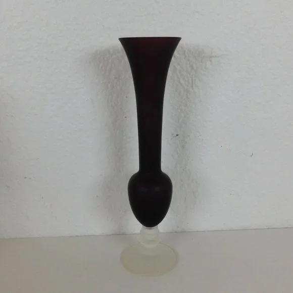 Purple Amethyst Bud Vase & 2 Taper Candle Holders Glass Eclectic Grouping 8-9" - Picture 3 of 9